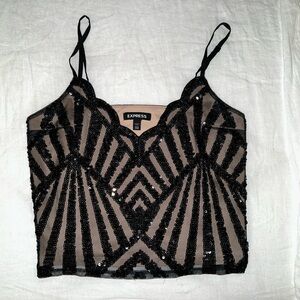 Express Black Sequin Camisole Top